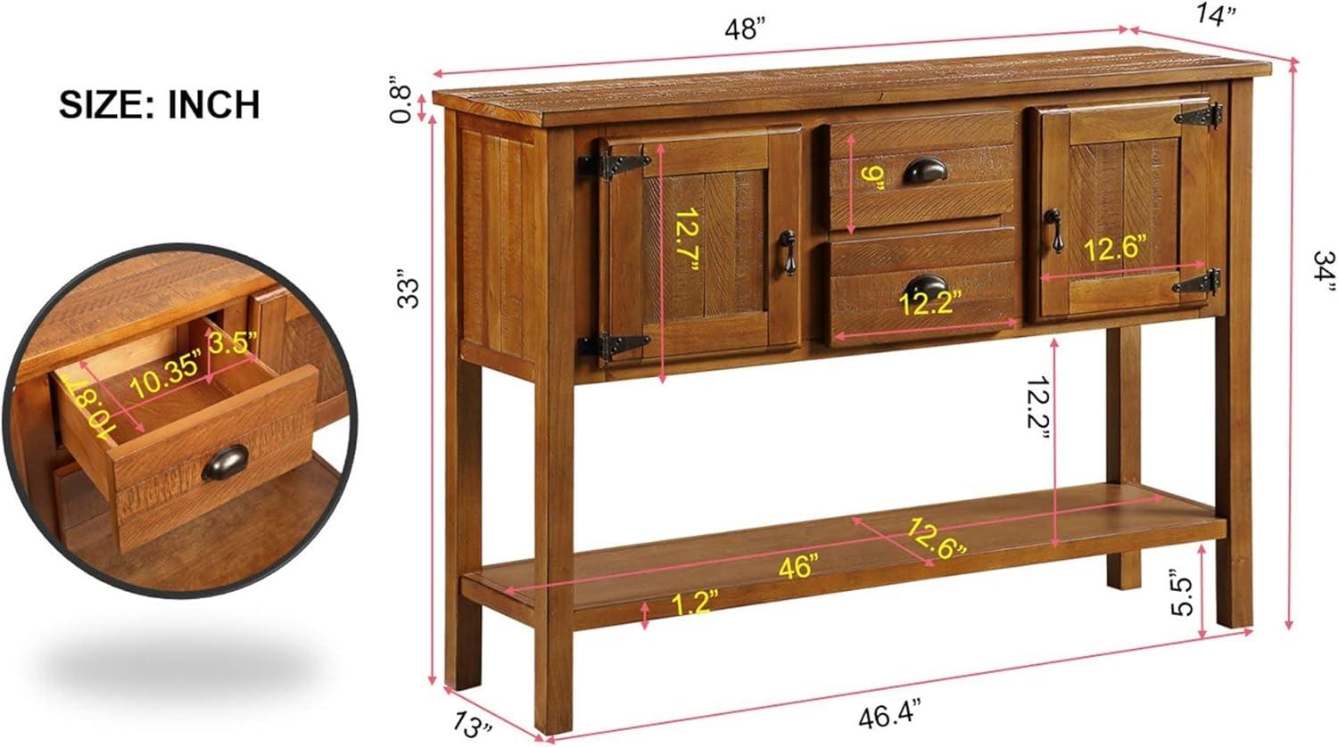 Console Table, Console Tables for Entryway, 48" Console Sofa Table Entrance Table with 2 Drawers and Open Shelves, Console Table with Storage, Narrow Entryway Table for Living Room, Hallway, Brown