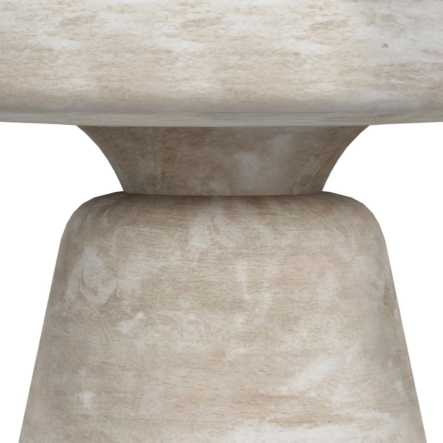 Simpli Home Robbie 16"W Solid Mango Wood Round Accent Table with Sculptural Design