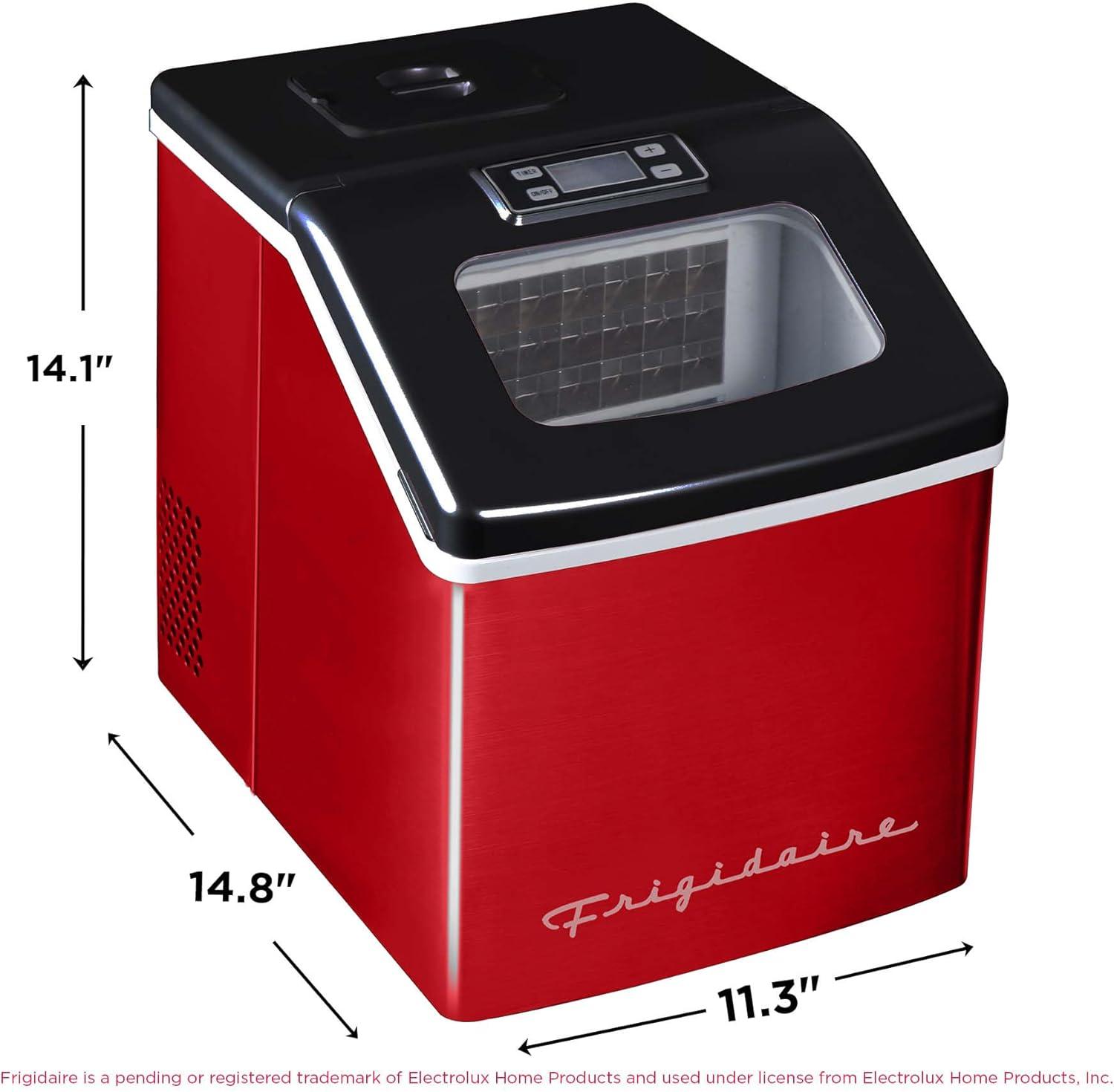 Frigidaire Frigidaire Countertop Stainless Steel Ice Maker with Transparent Window, Clear Ice Cube Maker, 40 lbs.