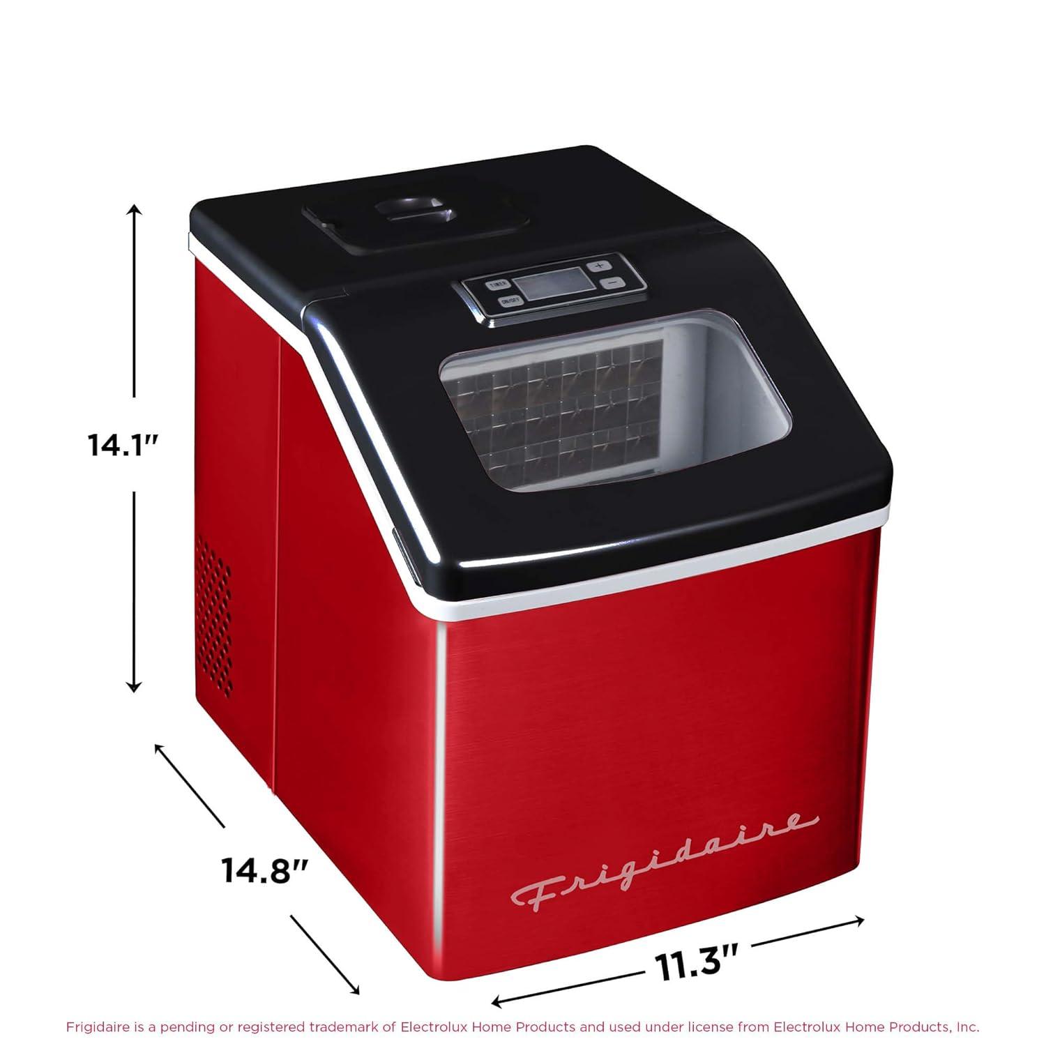 Frigidaire Frigidaire Countertop Stainless Steel Ice Maker with Transparent Window, Clear Ice Cube Maker, 40 lbs.