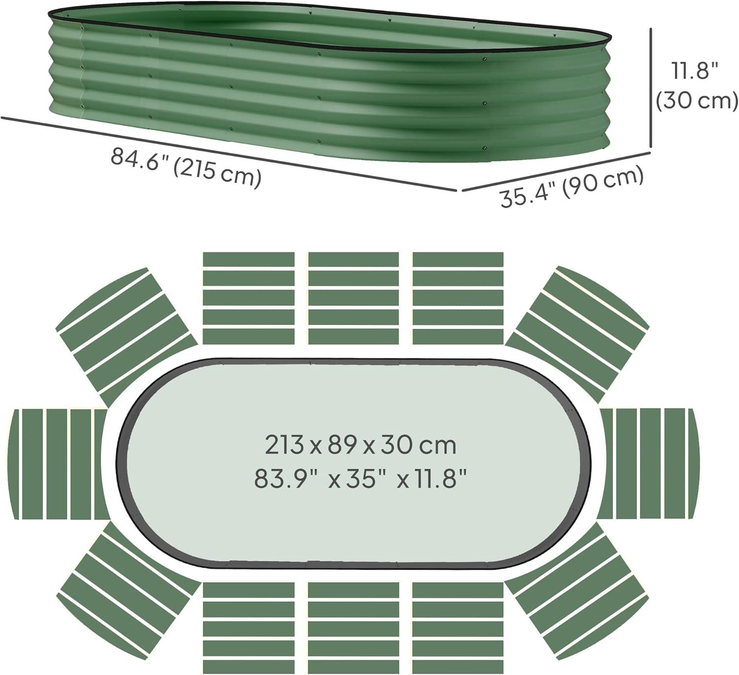Outsunny 2PCS Galvanized Raised Garden Bed, 7' x 3' x 1' Raised Beds for Gardening with Metal Plant Stakes, Green