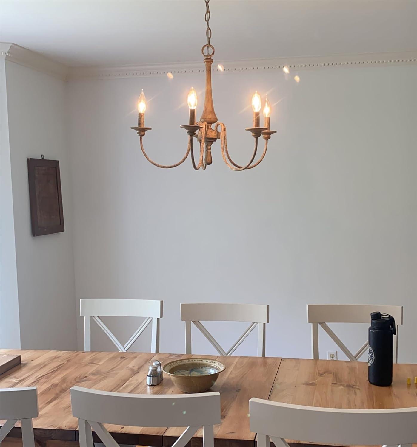 Kira Home Sherbrooke 24" 5-Light French Country Chandelier, Adjustable Height, Smoked Cedar Finish