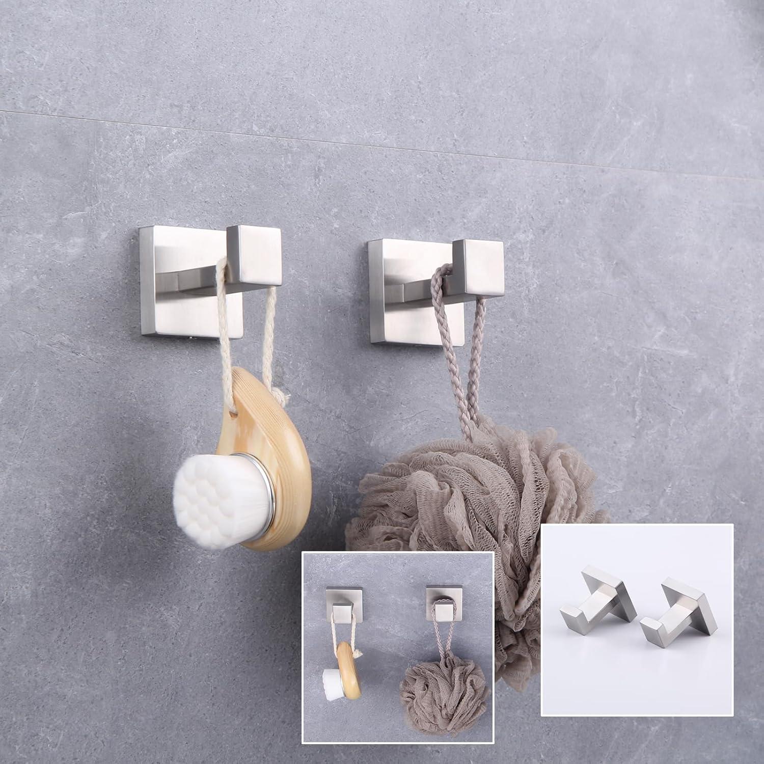 GERZWY Brushed Stainless Steel Towel Hook Robe Hook Coat Hook Heavy Duty Wall Mounted Luxury Hooks for Bathroom Hotel 2 Pack FG1607-2LS