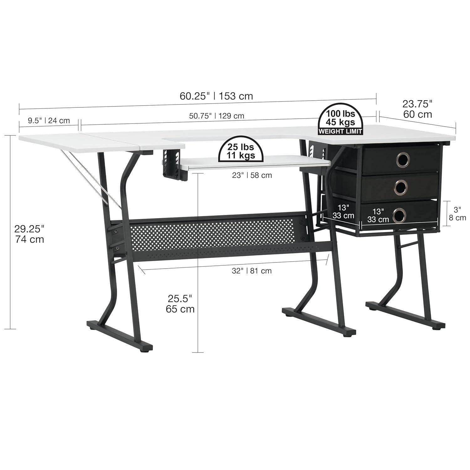 Sew Ready 60.25'' x 23.75'' Sewing Table with Sewing Machine Platform