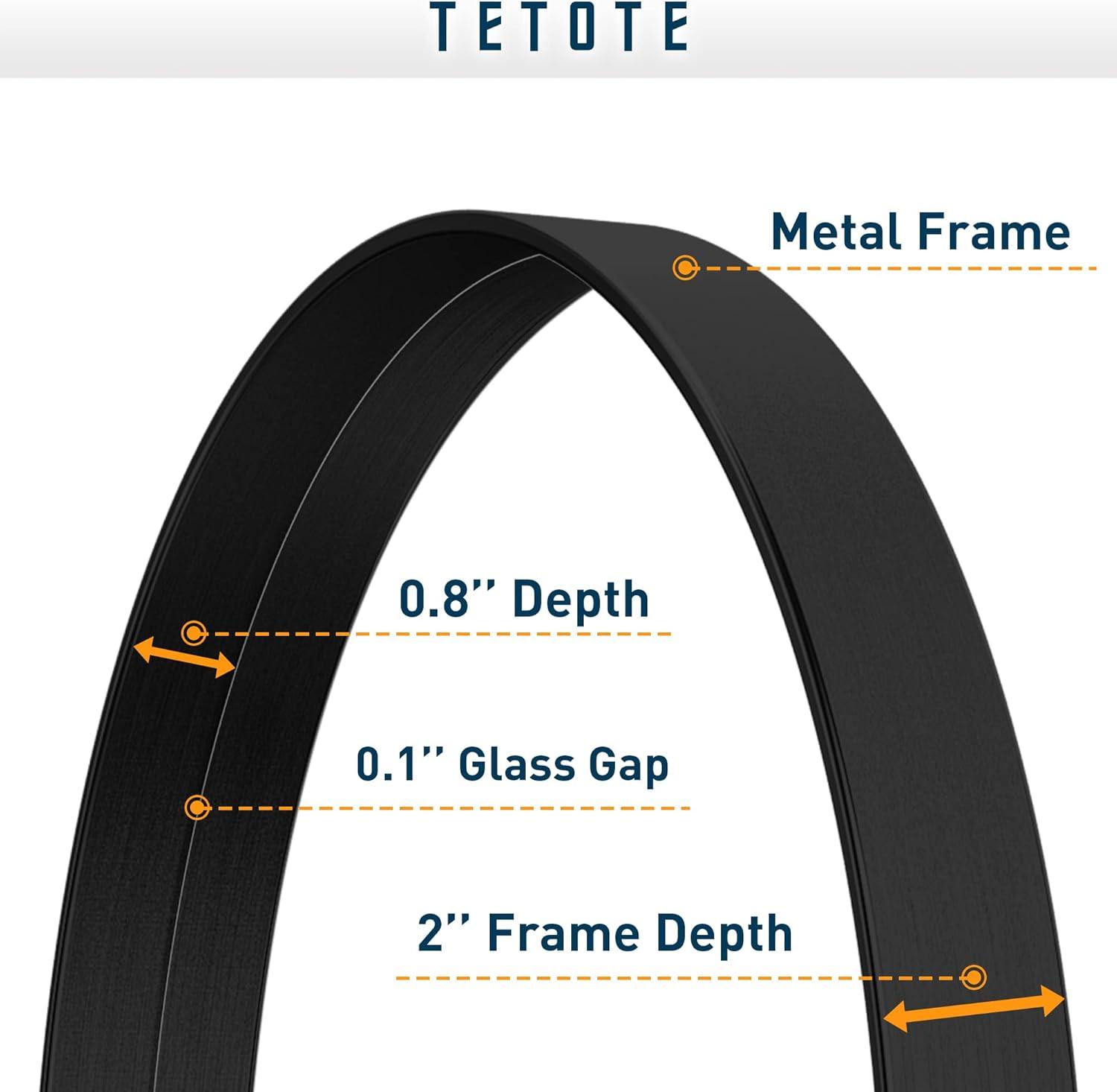 Tetote Black Round Mirror for Bathroom, 24 inch Modern Circle Mirrors, Wall Mounted Matte Metal Frame Entryway Decorative Farmhouse Vanity Mirror
