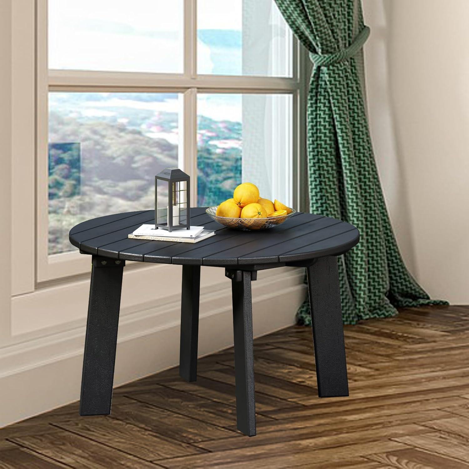 White Round Plastic Outdoor Adirondack Side Table