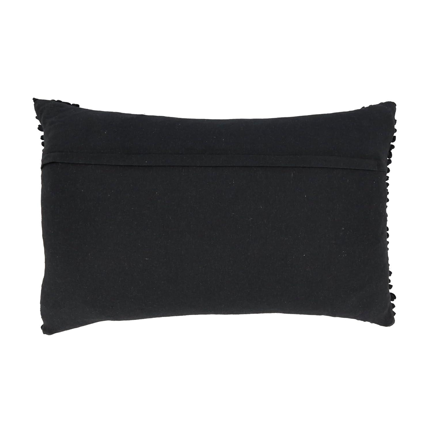 Saro Lifestyle Textured Woven Diamond Down Filled Throw Pillow, Black, 14"x22"