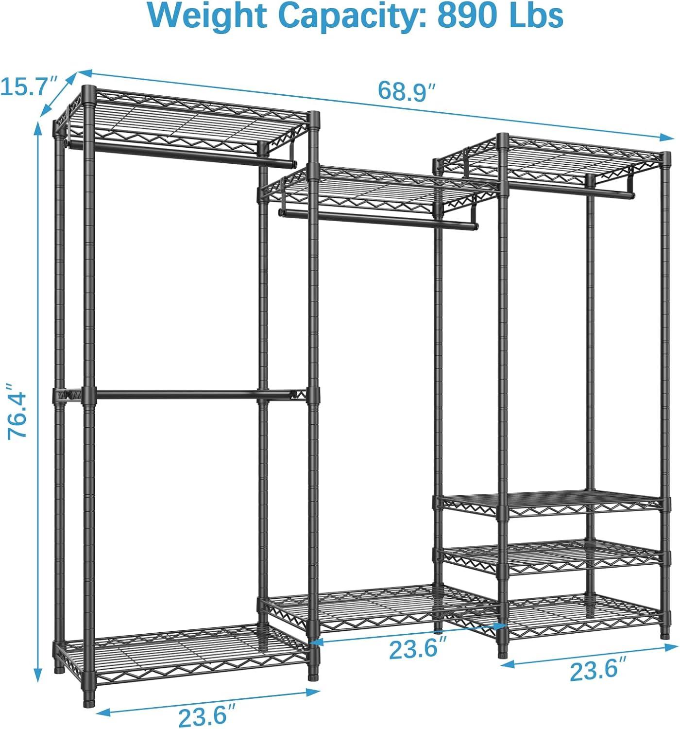 VIPEK V5 6 Tiers Wire Garment Rack Portable Closet Wardrobe, Max Load 890LBS