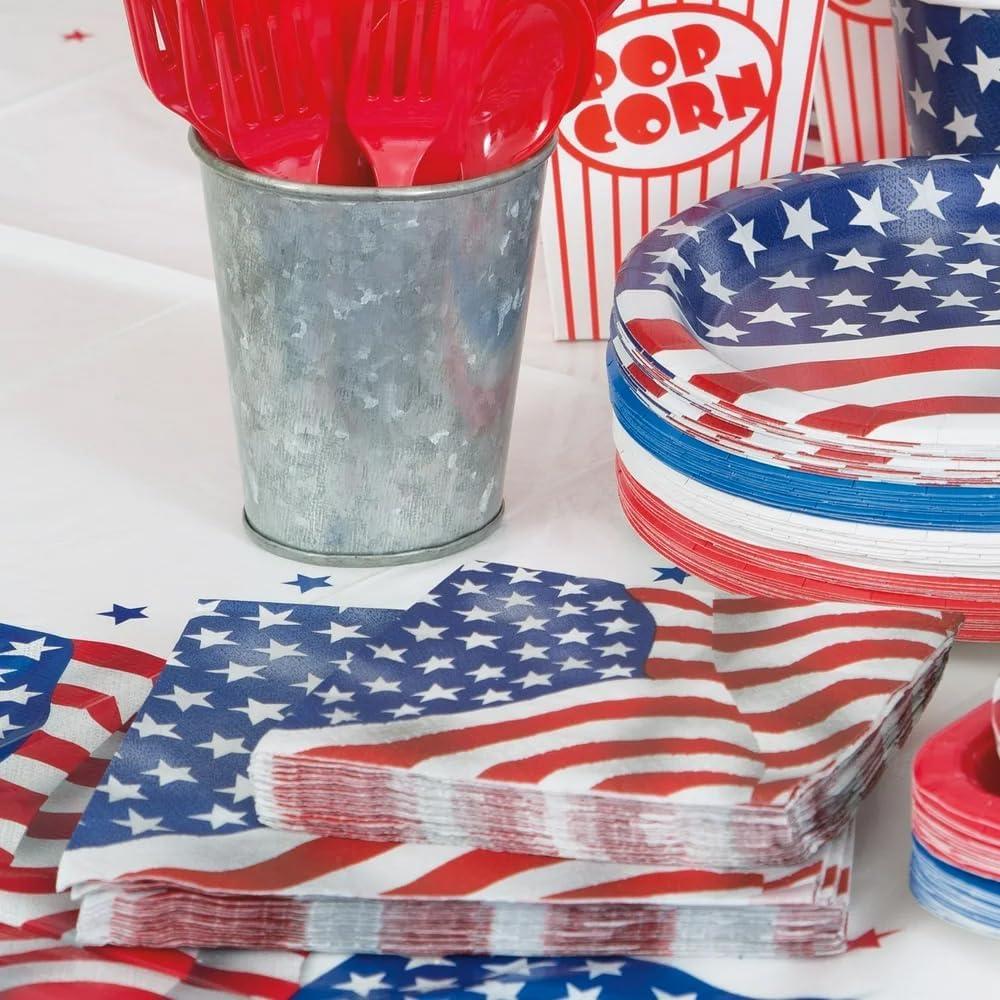 US American Flag Paper Beverage Napkins, 5in, 16ct