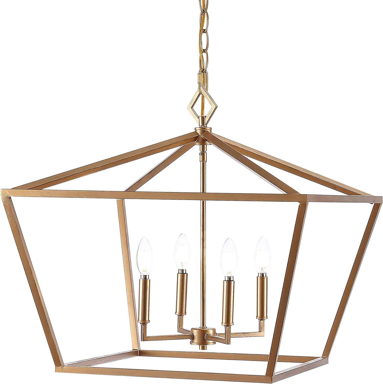 Gatsby 23" 4-Light Adjustable Iron Rustic Glam LED Pendant, Gold