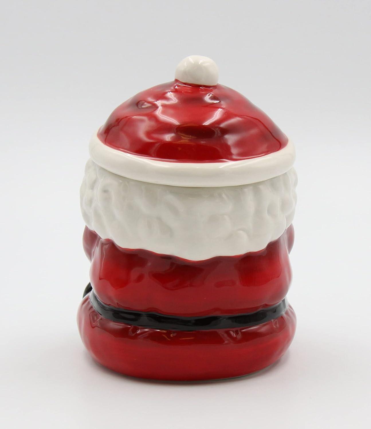 Ceramic Santa Cookie Jar with Gingerbread Man 5in Holiday Gift