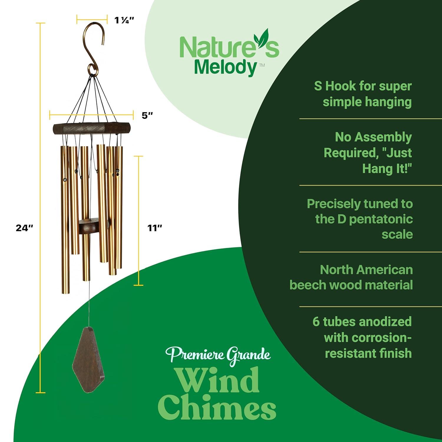 Nature's Melody Nature's Melody Tuned 6-Tube Outdoor Wind Chimes