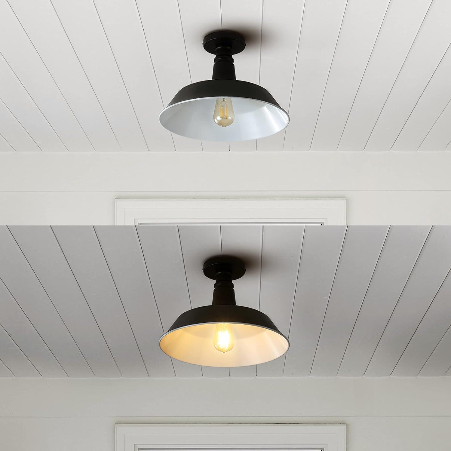 Camila Vintage Industrial Black Metal LED Ceiling Light