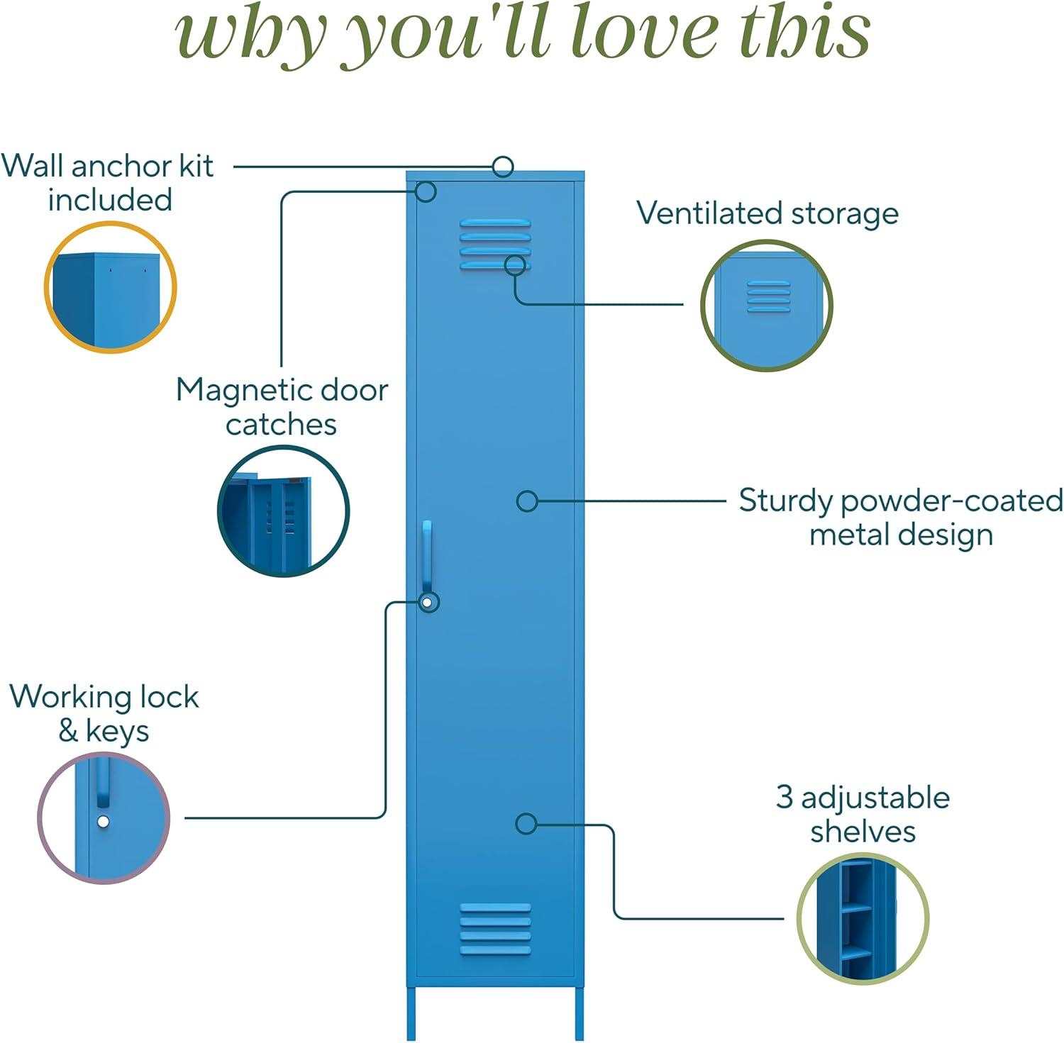 Blue Metal Locker Storage Cabinet with Adjustable Shelving