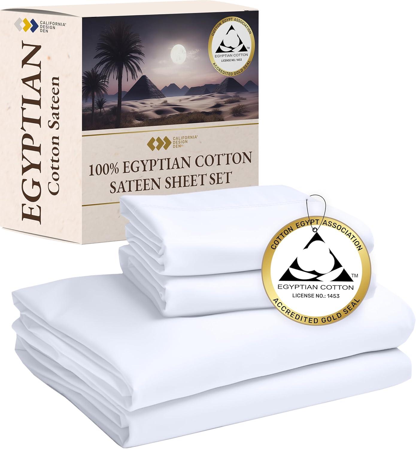 California King Bright White Egyptian Cotton Sheet Set