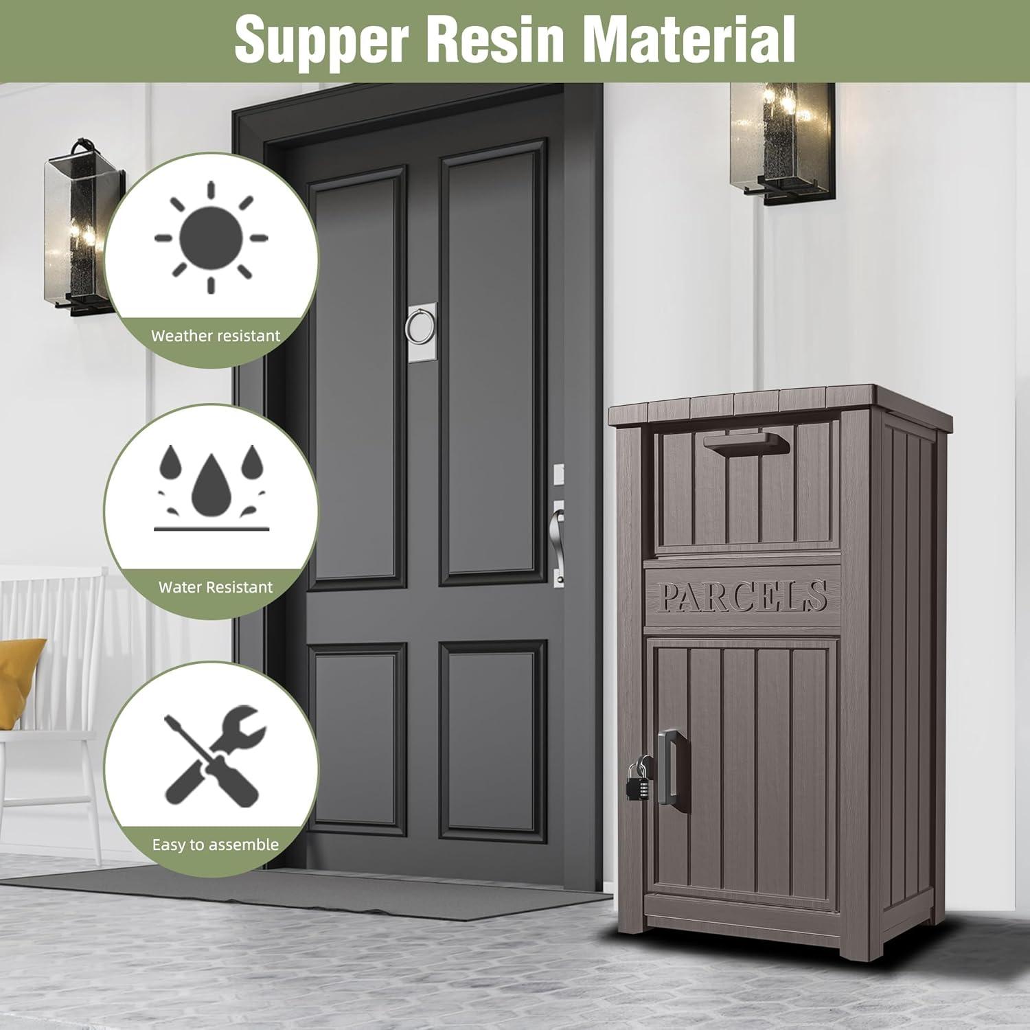 Package Delivery Box for Outside, Extra Large Parcel Drop Box with Lockable Secure, Waterproof and Anti-Theft Package Delivery Box for Porch Curbside