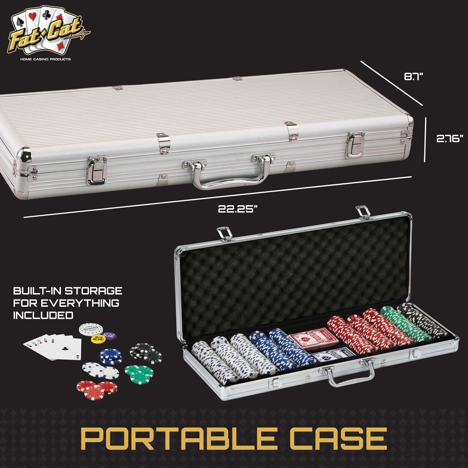 Fat Cat Fat Cat Texas Hold'em 500-Piece Poker Chips and Accessory Set