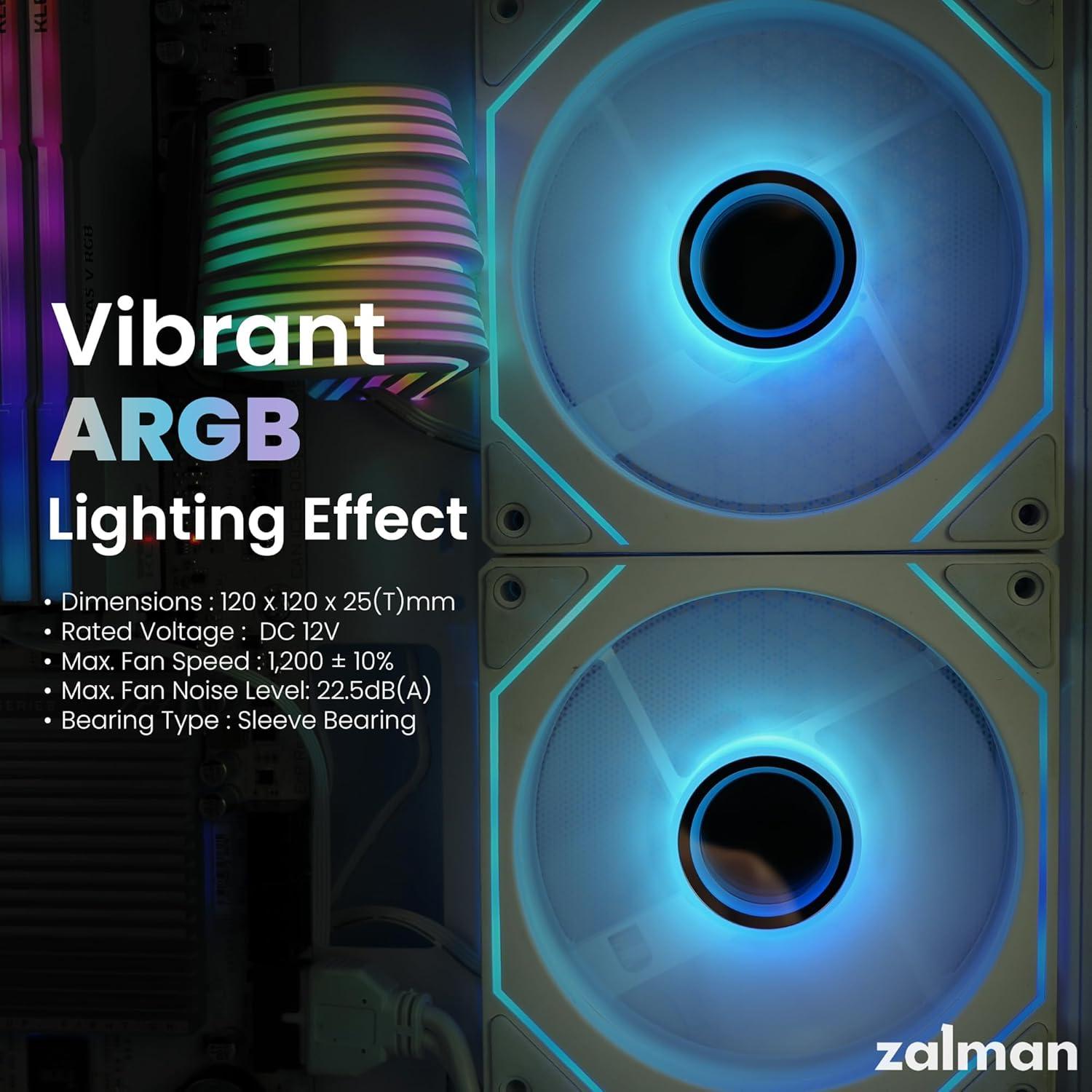 Zalman Chronix ATX Mid-Tower Gaming PC Case, Includes 3 x ARGB Fans, USB Type-C, 360mm Top & 240mm Side Radiator Support, Panoramic Tempered Glass, Cable Management, Desktop Computer Chassis, White