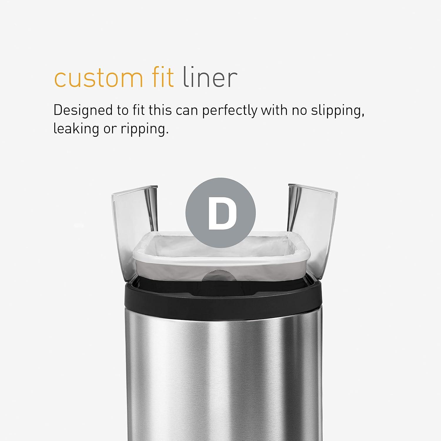 simplehuman 20L Code D Custom Fit Kitchen Trash Bag Liners 3 Quick Dispense Packs - 60ct: Tall Kitchen, Drawstring, White