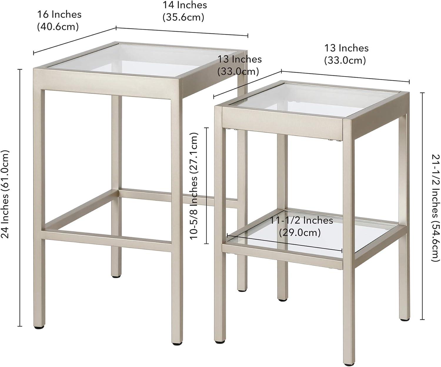 Evelyn&Zoe Alexis Rectangular & Square Nested Side Table, Nickel