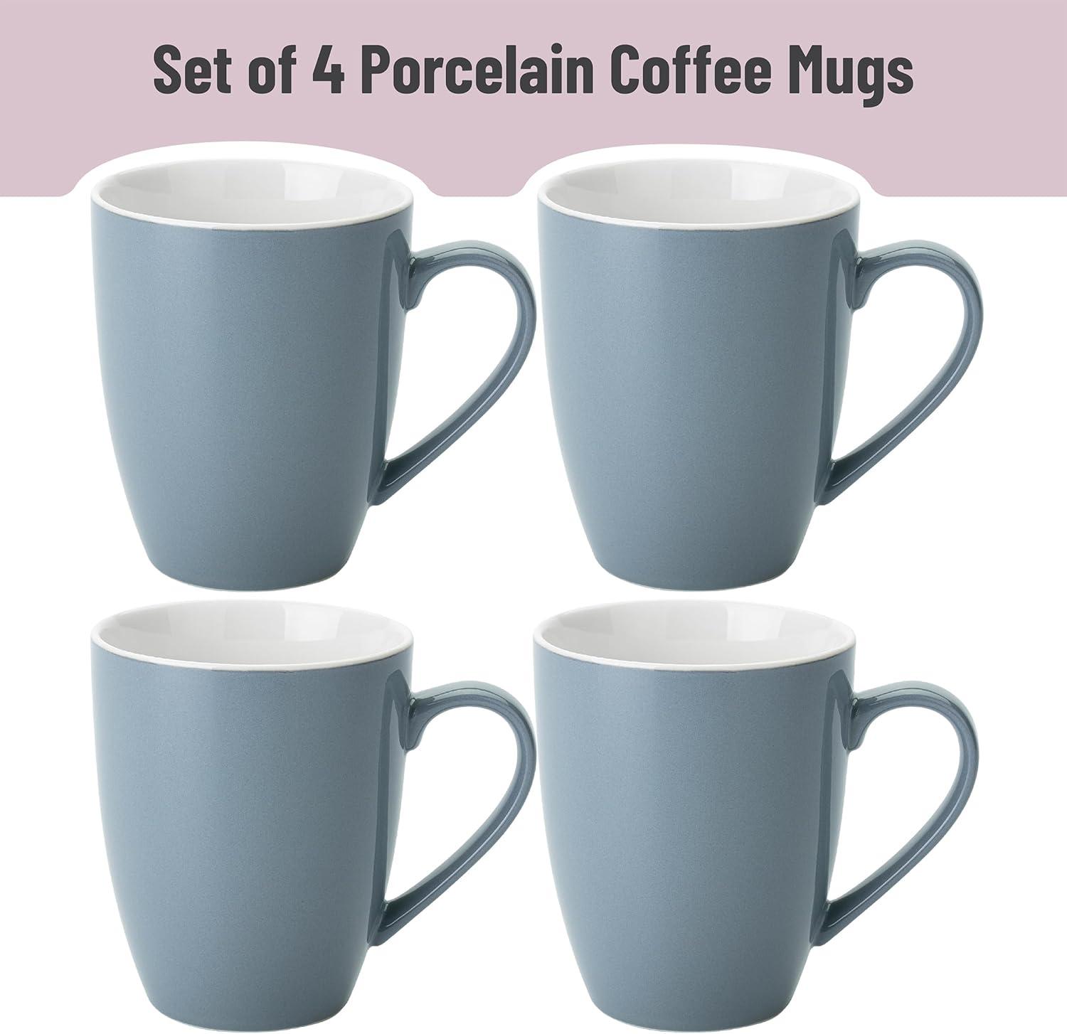 Elegant Gray Coffee Mugs Set of 4 Fine Bone China 16oz Large Cups Ceramic BTaT