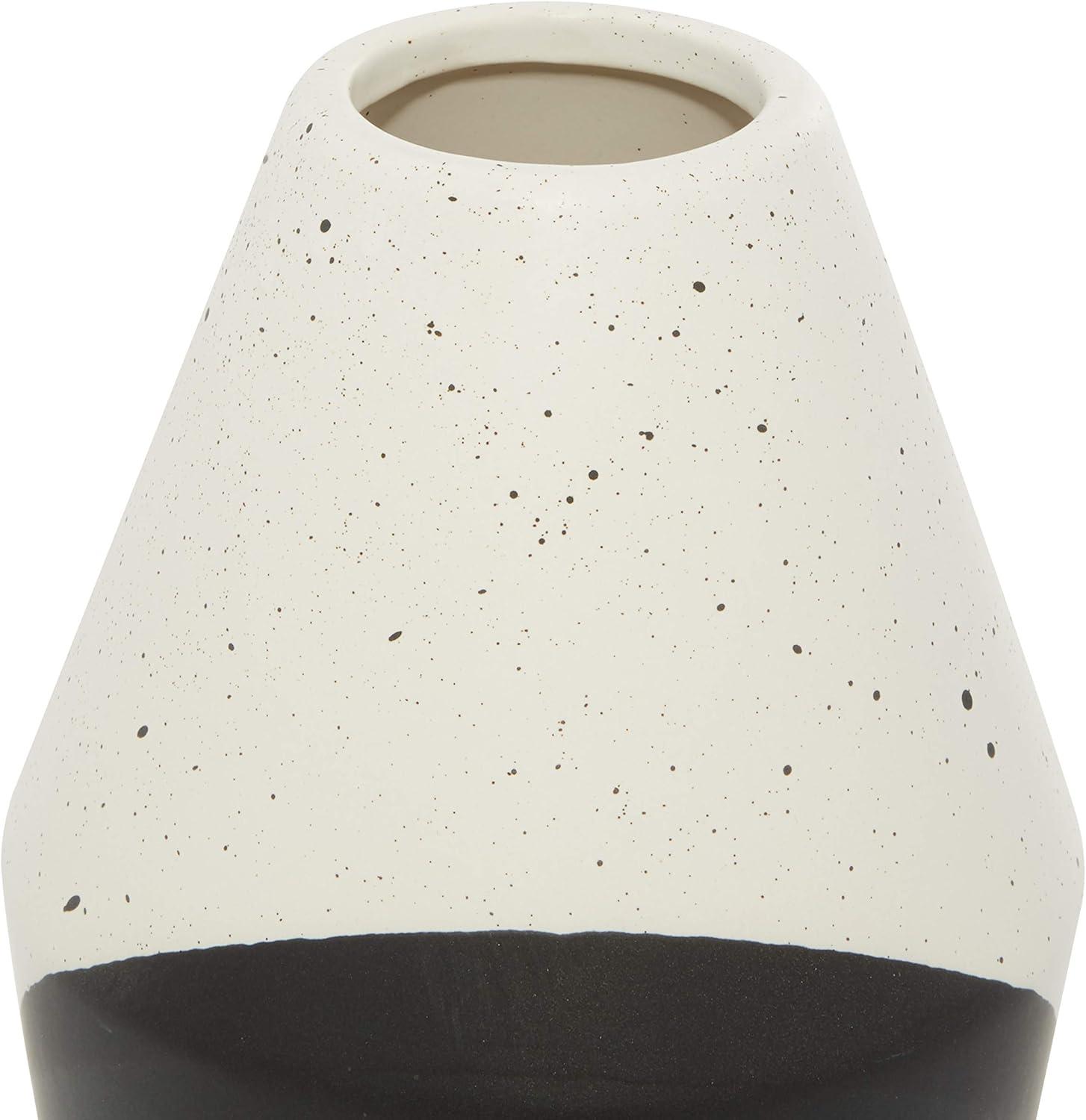 DecMode 12" Handmade Color Block Speckled Black Ceramic Vase