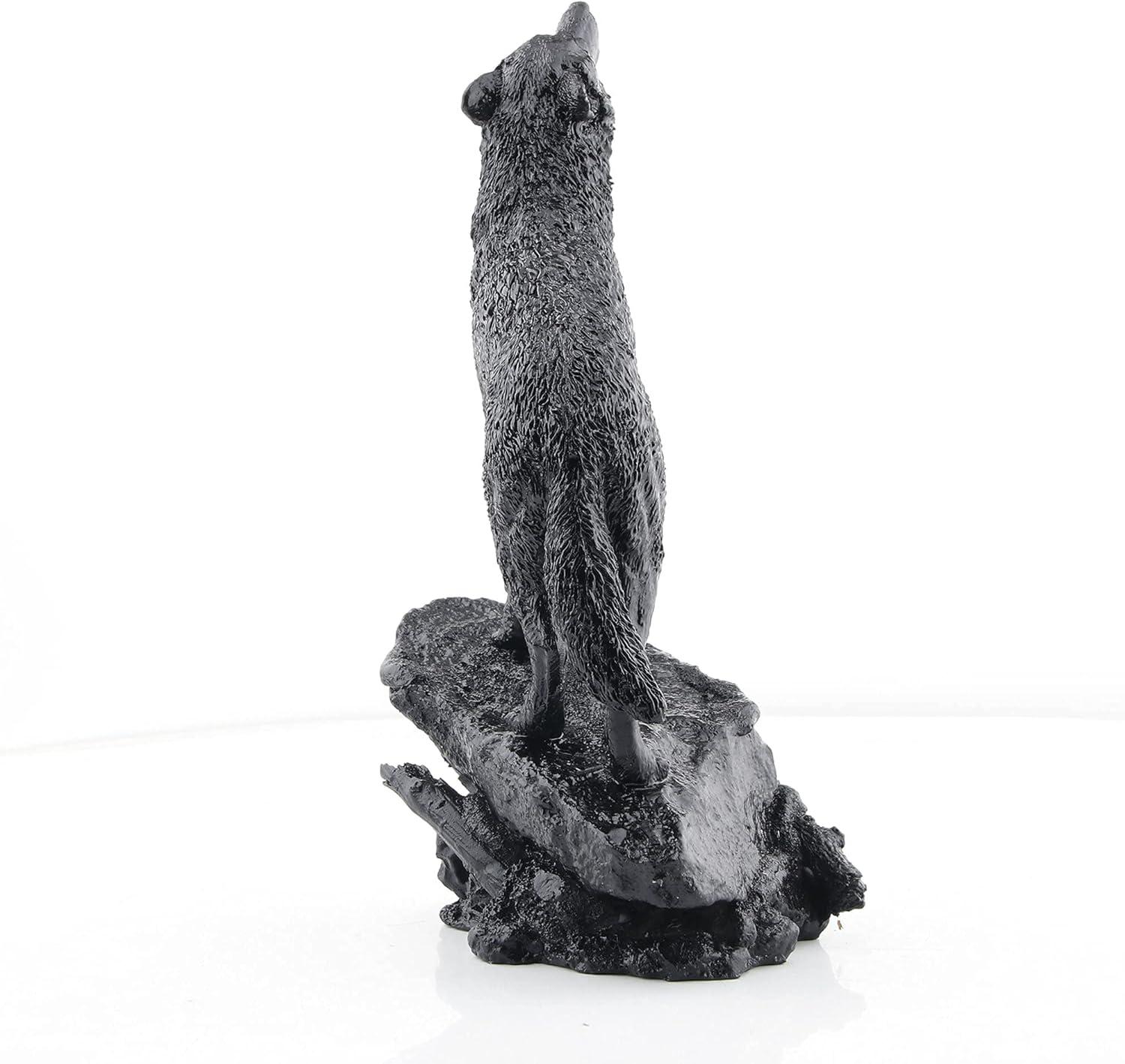 EIMELI Howling Black Wolf Sculpture And Decorative Figurine For Indoor Home Decorative Ornaments