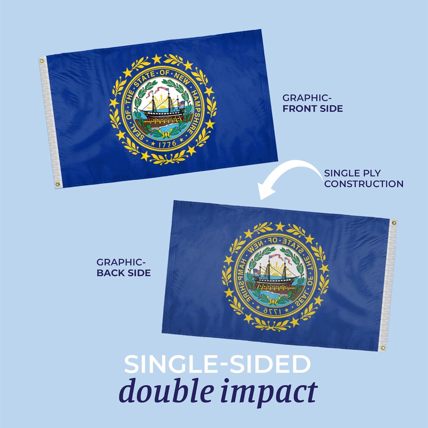 New Hampshire State Flag 4' x 6' Nylon with Brass Grommets