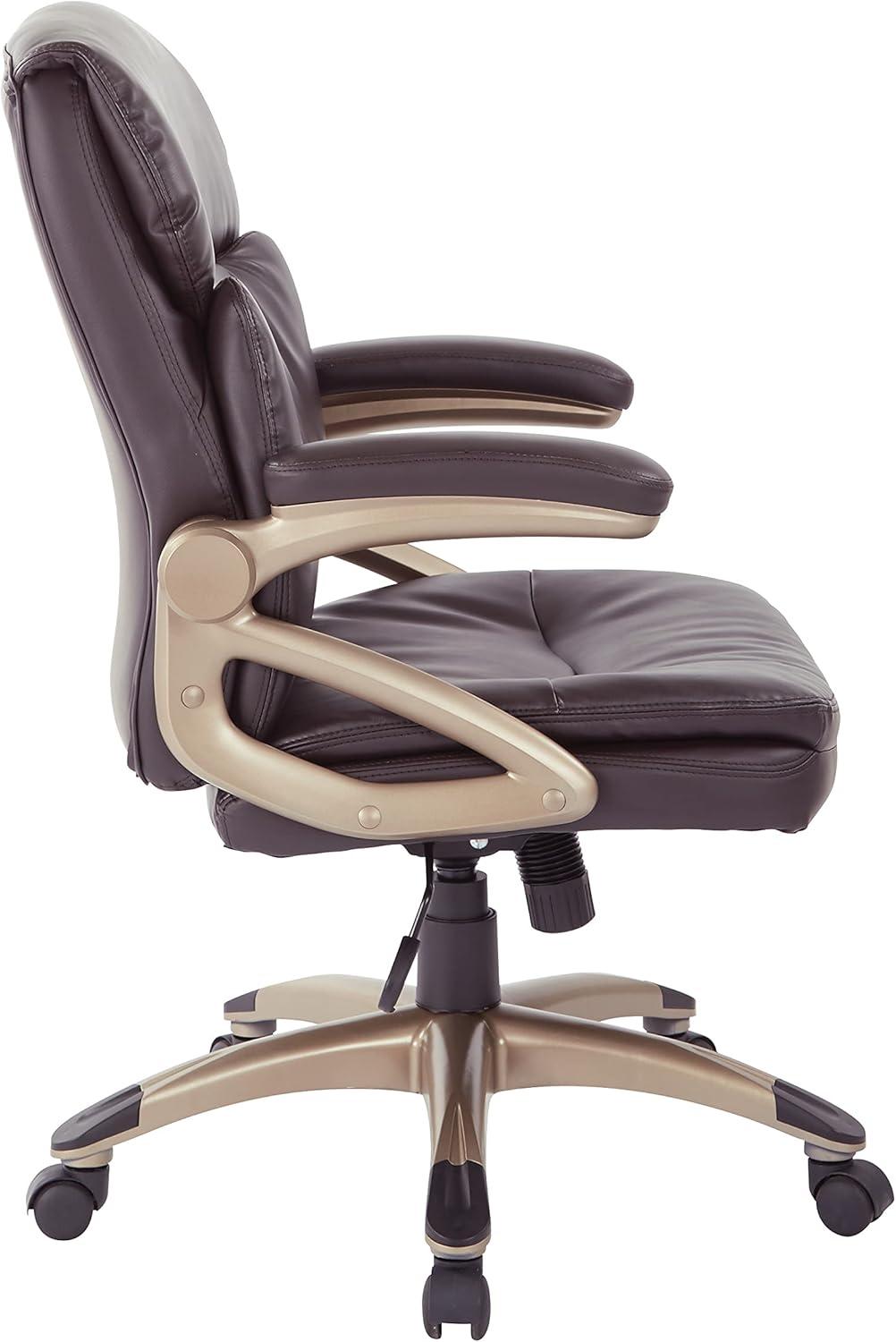 Executive Low Back Chair in Espresso Bonded Leather with Cocoa Accents