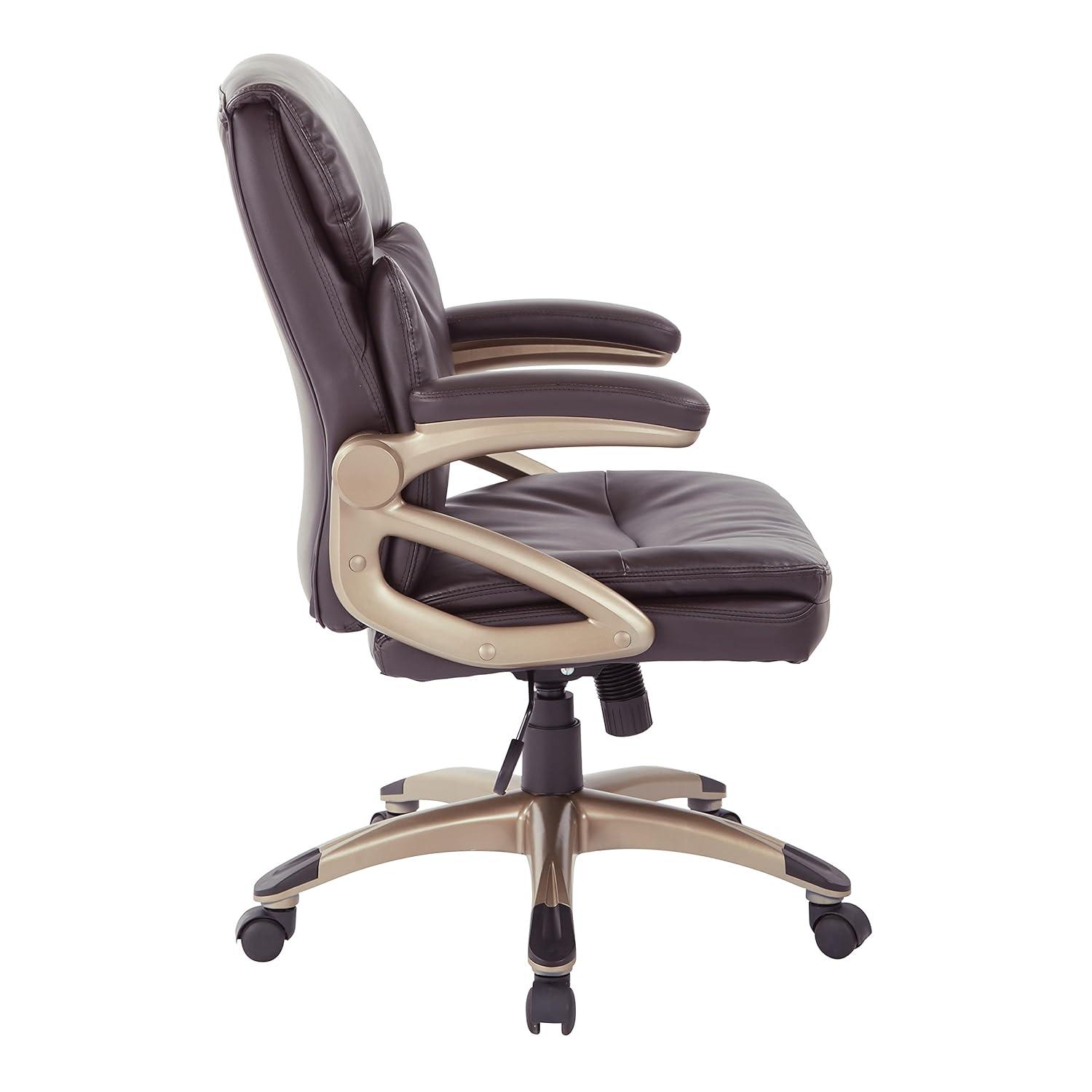 Executive Low Back Chair in Espresso Bonded Leather with Cocoa Accents