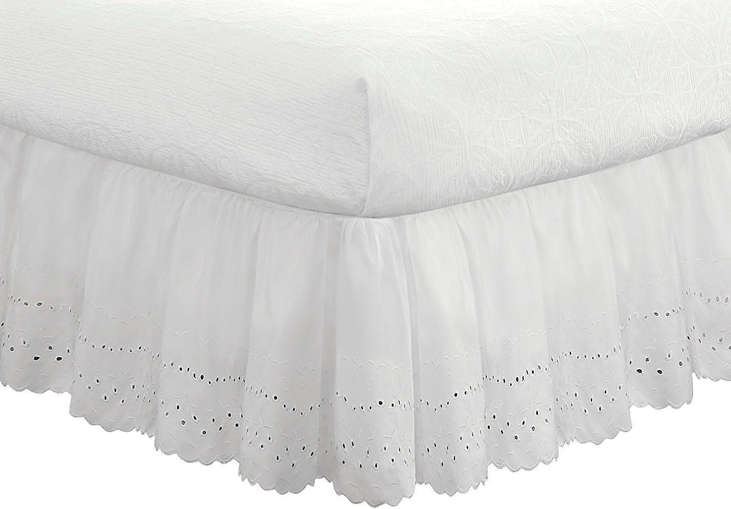 Fresh Ideas  Fresh Ideas Ruffled Eyelet Bed Skirt, 14" Drop Length & Reviews | Wayfair