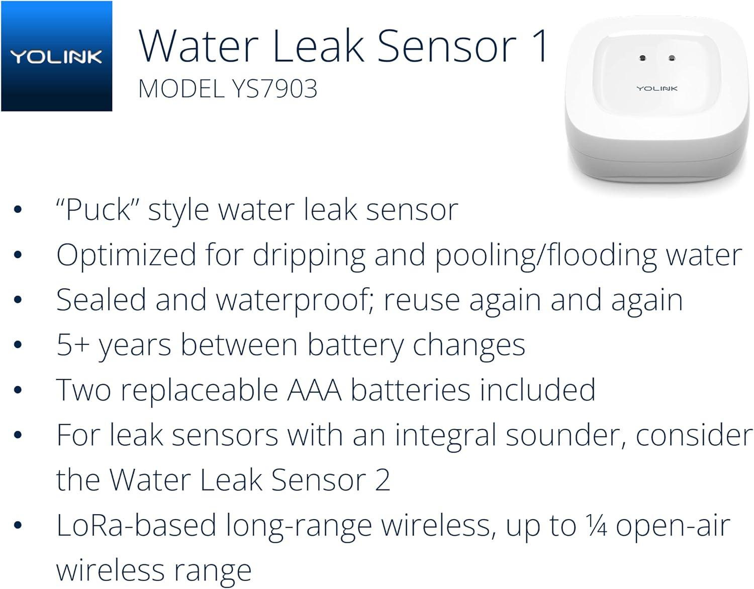 YoLink Smart Home Starter Kit: Hub & 2-Pack Water Leak Sensor 1, LoRa Up to 1/4 Mile Open-Air Range, SMS/Text, Email & Push Notifications, w/Alexa, IFTTT, Home Assistant