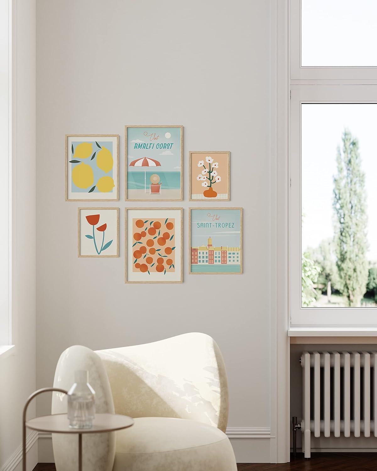 HAUS AND HUES Vintage Travel Posters (Set of 4), Wall Art, Unframed, 12x16 inches, Retro, Italy, Living Room, Bedroom Decor, Watercolor Prints