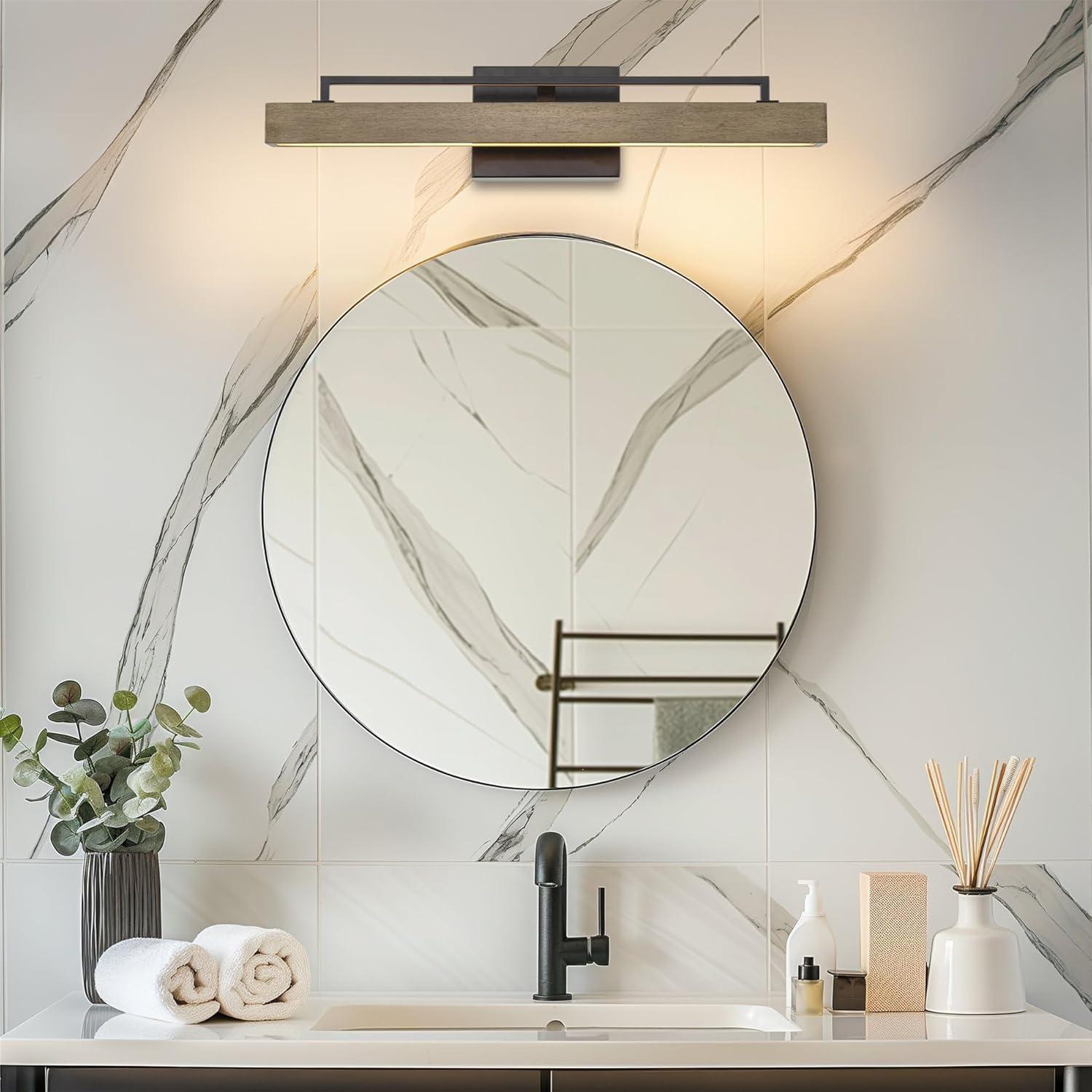 Felix 25" Black and Smoked Birch LED Vanity Light