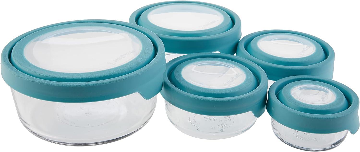 10-Piece Blue Glass Meal Prep Bowl Set