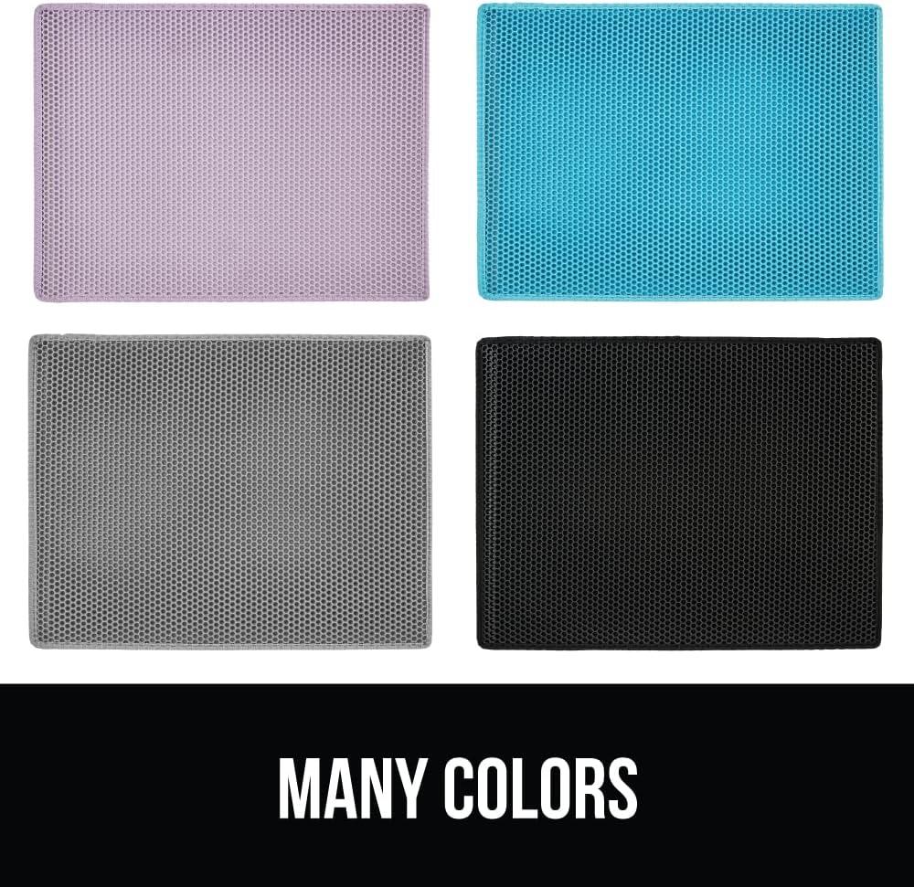 GORILLA GRIP Waterproof Cat Litter Mat, Easy to Clean Honeycomb Waste Trapping Mats, 24x15 Black