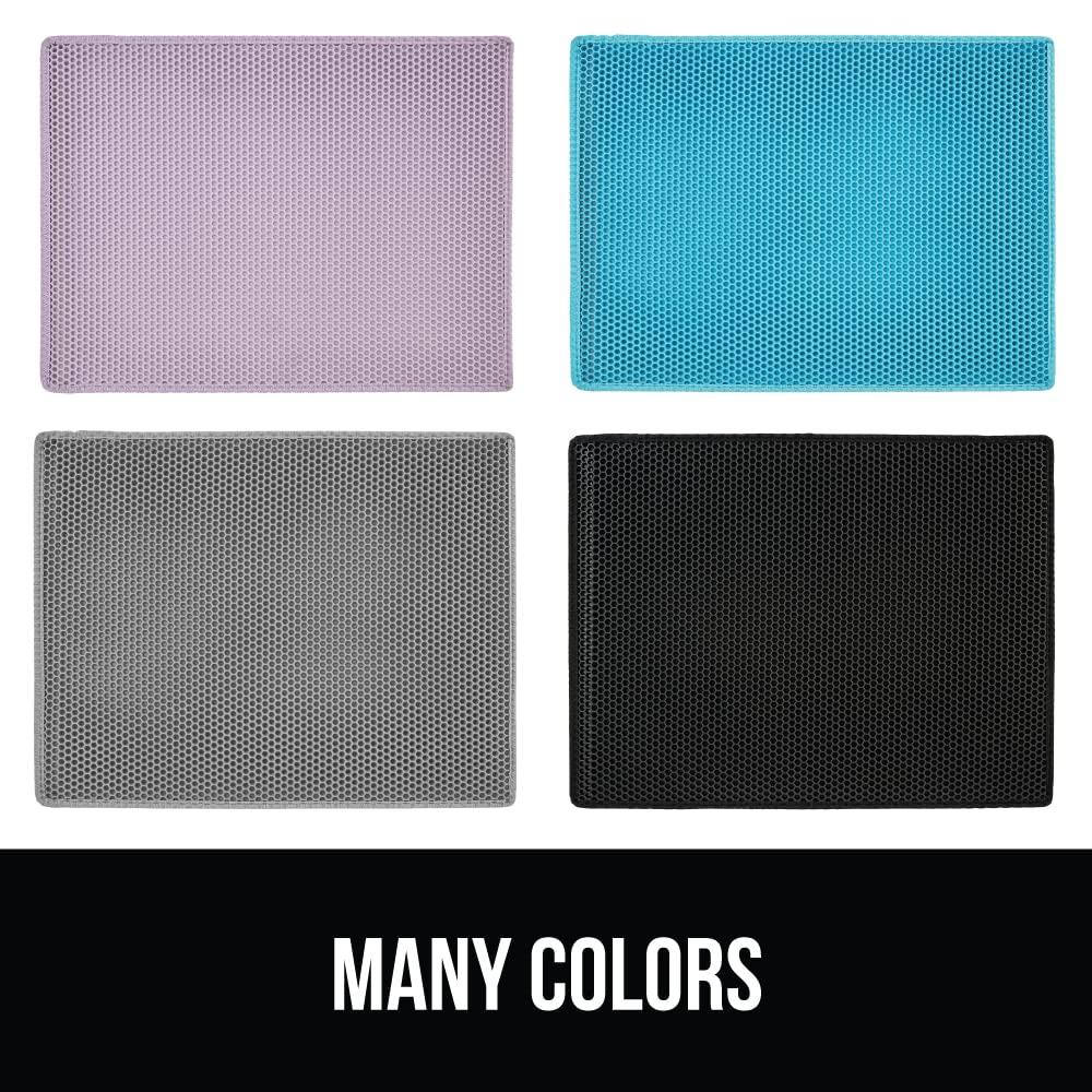 GORILLA GRIP Waterproof Cat Litter Mat, Easy to Clean Honeycomb Waste Trapping Mats, 24x15 Black