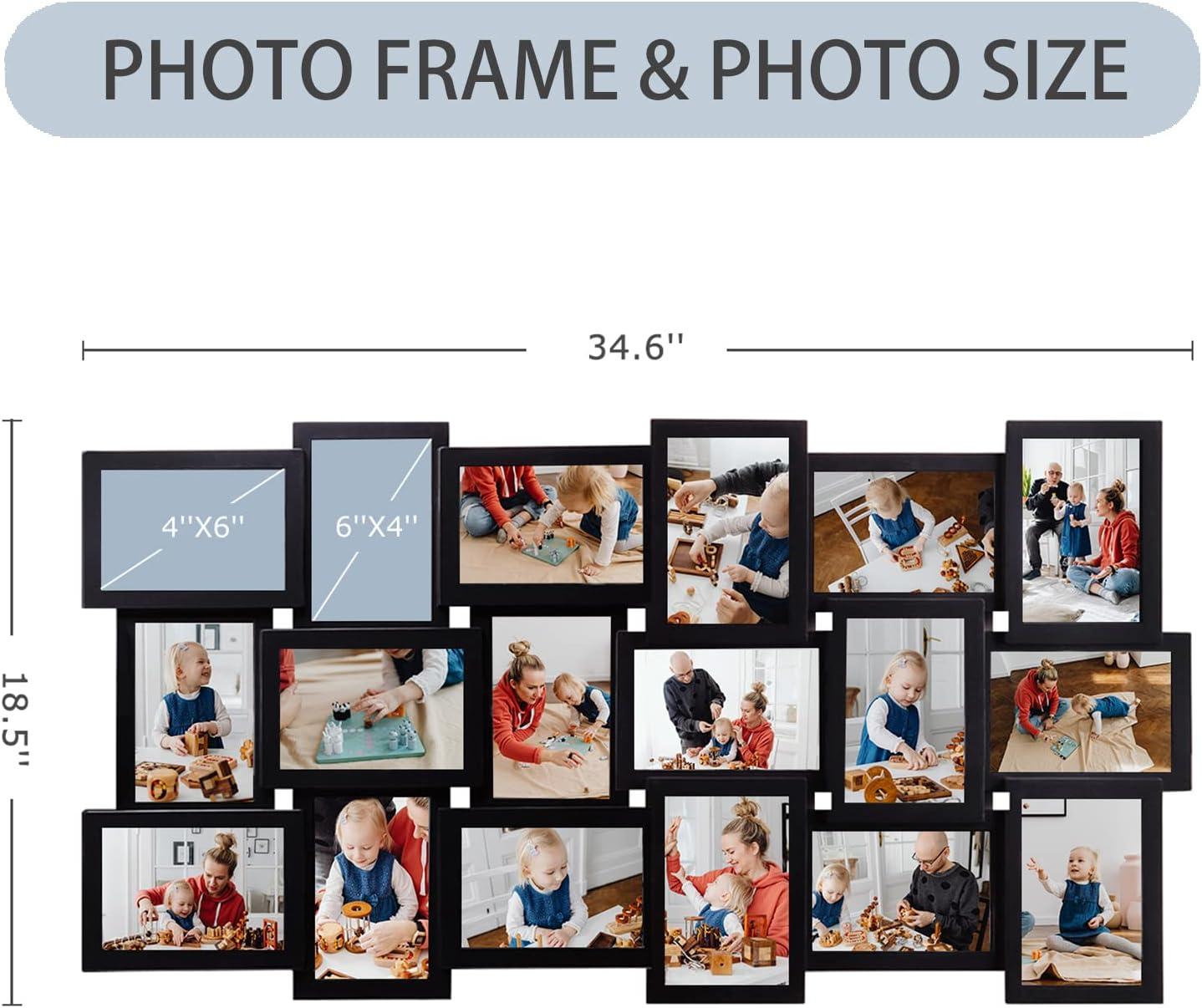 18 Piece Classic Black Family Photo Frame Set 6x4 inch Wall Gallery Collection Picture Frames