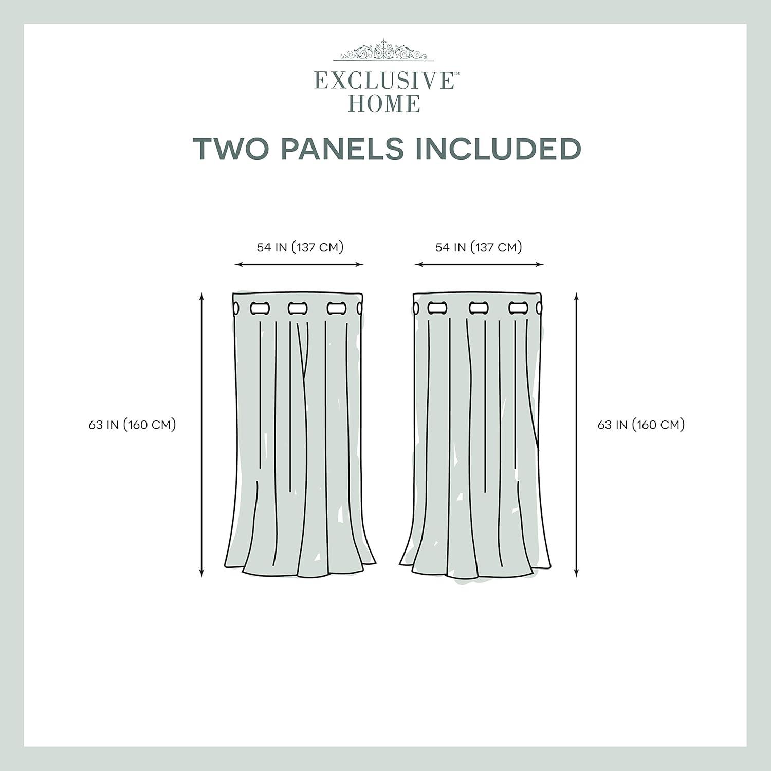 Set of 2 63"x54" Kochi Linen Blend Grommet Top Window Curtain Panel Black Pearl - Exclusive Home