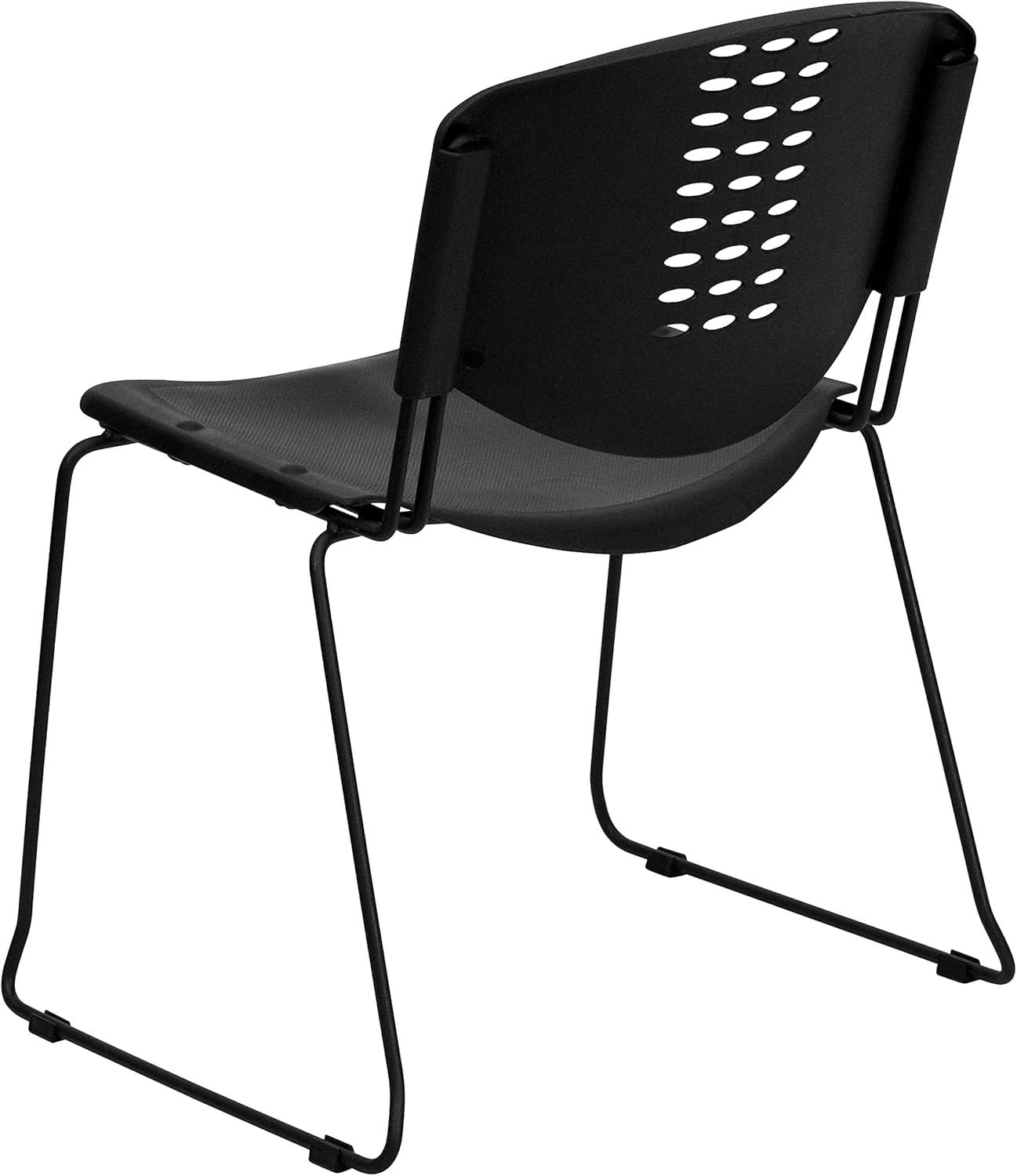Luz 400 lb. Capacity Plastic Stack Chair - Frame and Textured Seat (Set of 5)