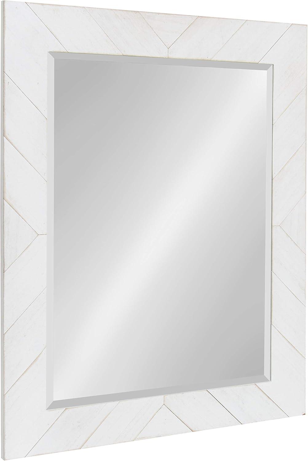 24" x 30" Rost Pieced Wood Framed Wall Mirror White - DesignOvation: Modern Rectangle, No Assembly Required