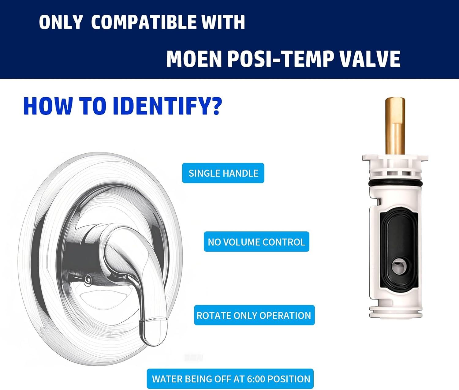 1222 Replacement Cartridge with Moen 104421 Cartridge Puller Removal Tool Retainer Clip Compatible with Moen One-Hanlde Posi Temp 1222B Shower Bathtub Faucet (1222 cartridge +104421 cartridge puller)