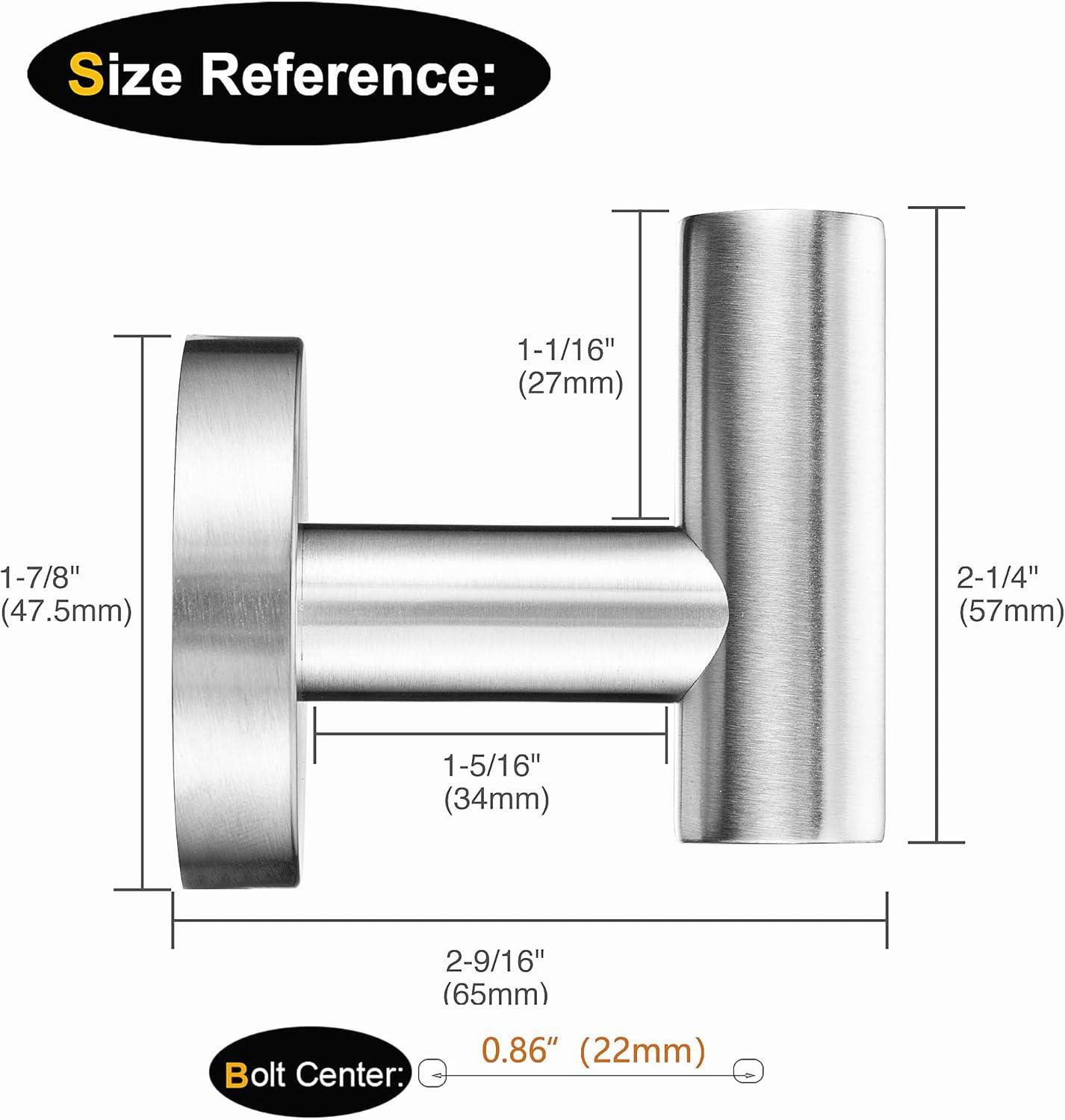 Nolimas Bathroom Towel Hooks SUS 304 Stainless Steel Coat Hook Round Clothes Towel Coat Robe Hook Cabinet Closet Door Sponges Holder for Bath Kitchen Garage Hotel,Wall Mounted, Brushed Nickel, 2Pack