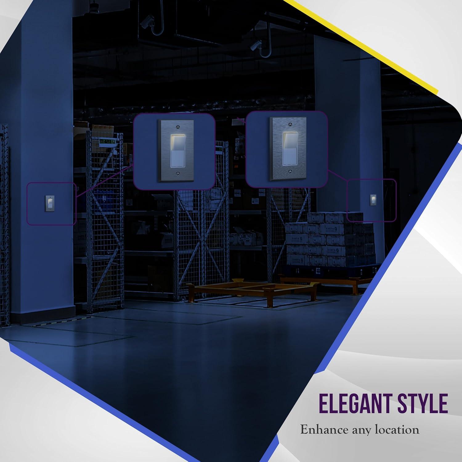 ENERLITES Illuminated 3-Way Decorator Paddle Light Switch, Three Way, Push-In and Side Wiring, Copper Wire Only, Grounding Screw, Residential Grade, 15A 120-277V, UL-Listed, 93160-W, White