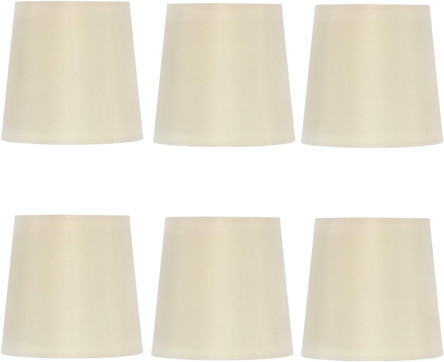 Eggshell Silk 4 Inch Retro Drum Clip On Chandelier Lampshades (Set of 6)