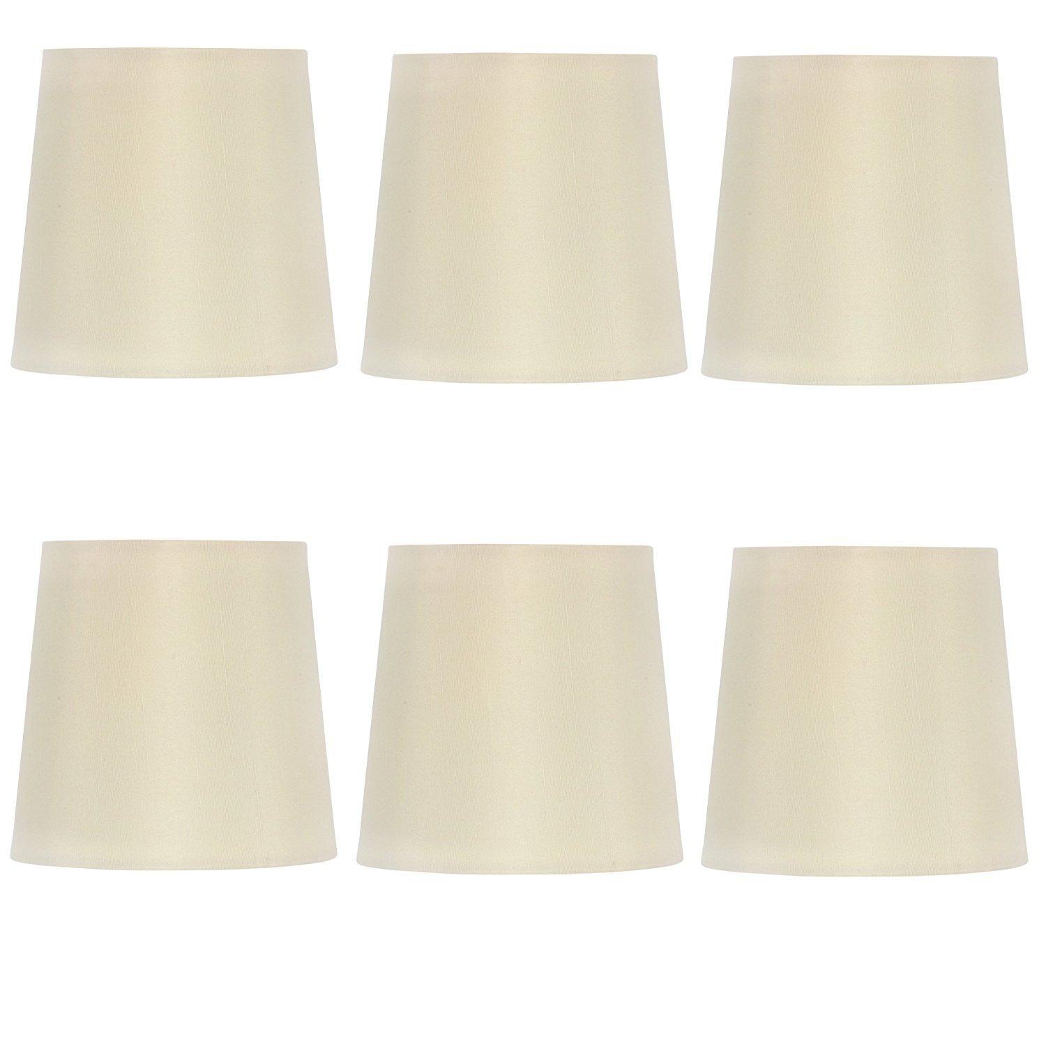 Eggshell Silk 4 Inch Retro Drum Clip On Chandelier Lampshades (Set of 6)
