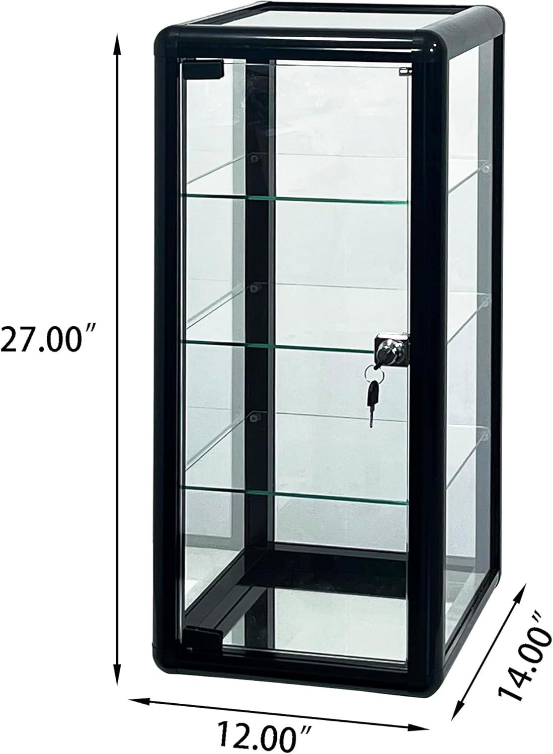 Black Aluminum and Glass Lockable Countertop Display Case