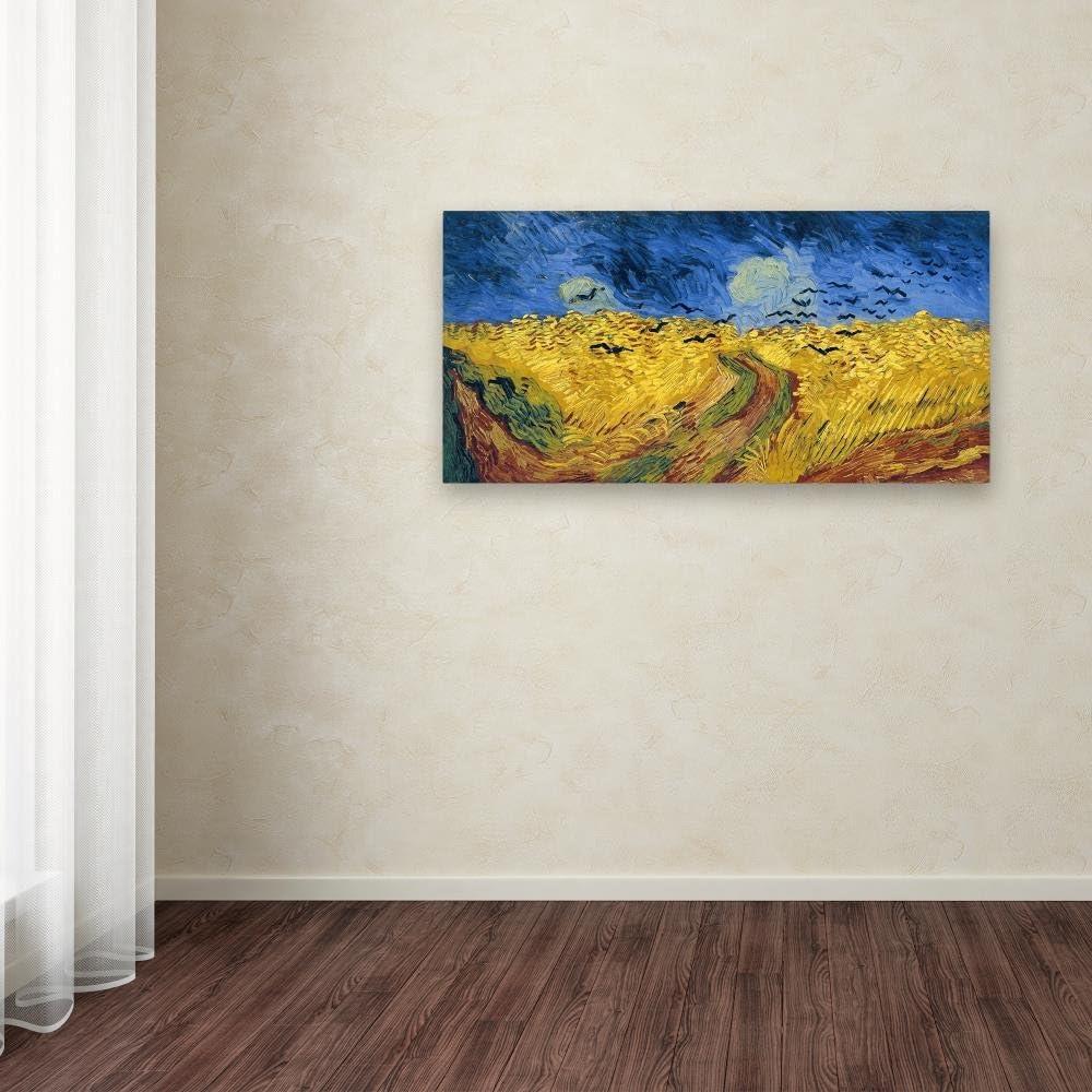 Trademark Fine Art -Vincent van Gogh 'Wheatfield with Crows' Canvas Art - 16''x32''