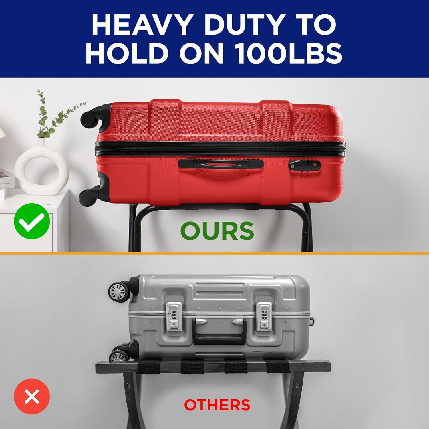 LifeMaster Metal Foldable Luggage Racks for Bedroom - Black - Pack of 4