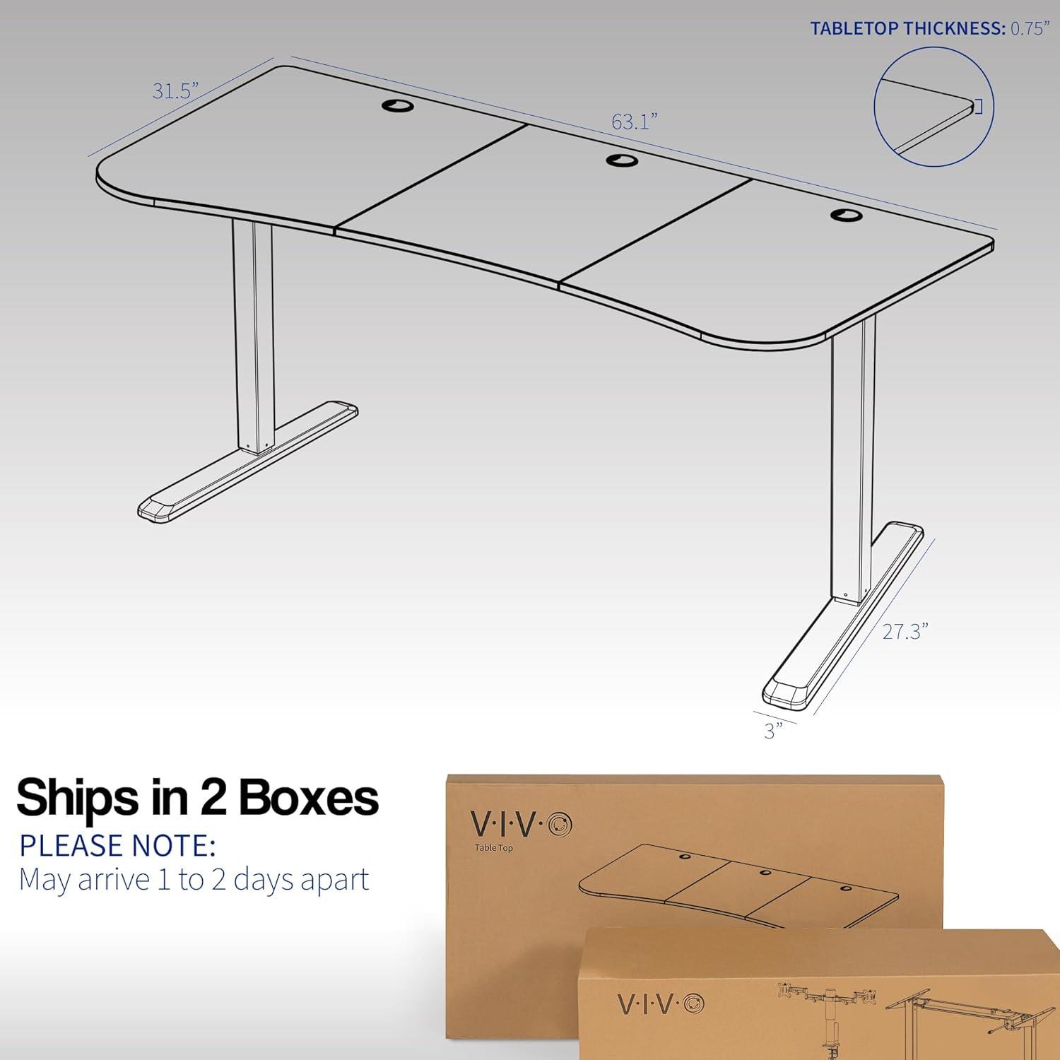 VIVO 63" x 32" Electric Stand Up Desk with Motorized Dual Monitor Mount, DESK-KIT-SET1B